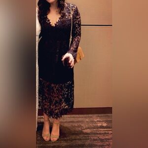 Elegant Navy Lace Dress